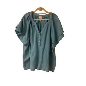 Joie blouse blue with flutter sleeve sz 3X